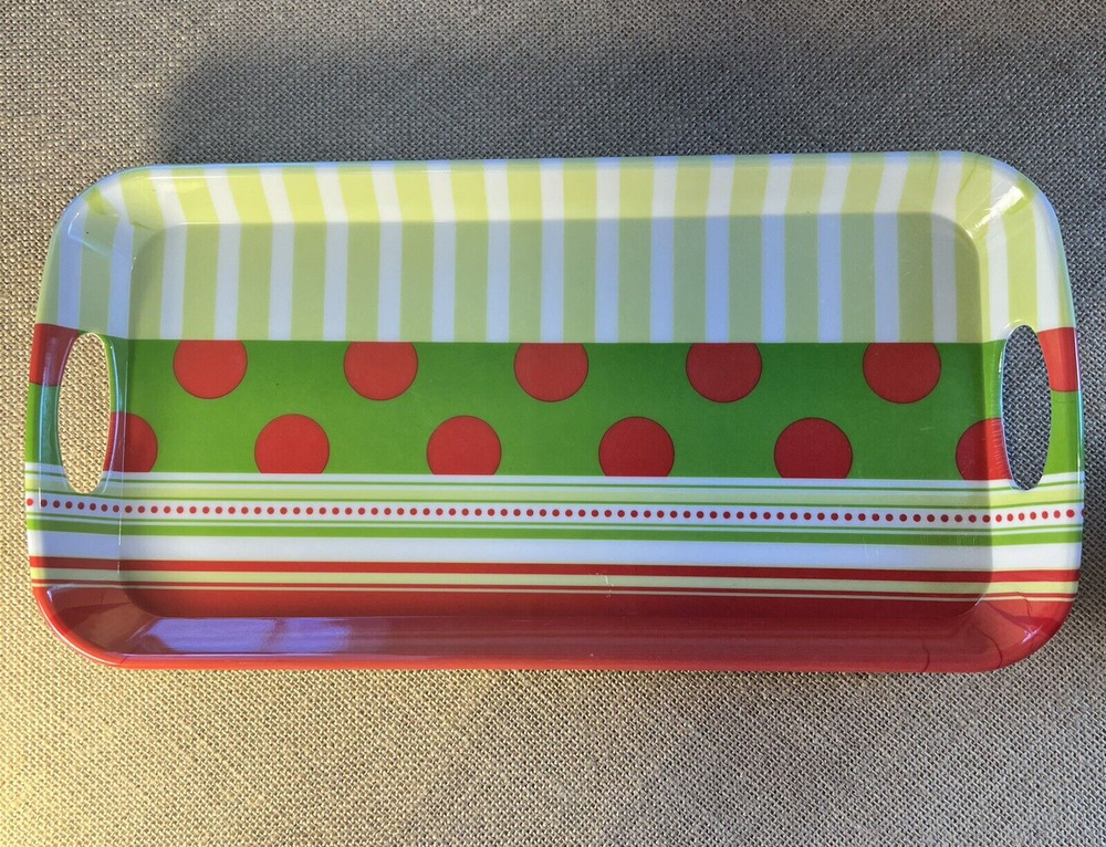 Evergreen Christmas Holiday Melamine Serving Tray Rectangle with Side Handles